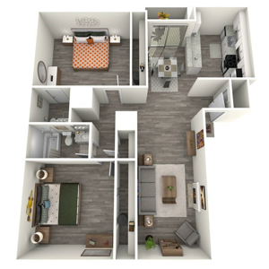 B5 - Two Bedroom / Two Bath - 1,193 Sq. Ft.*